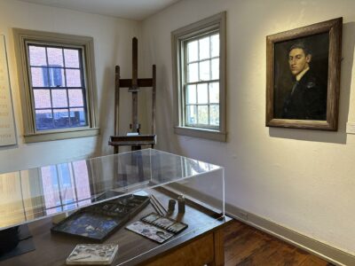 Demuth's isle and a sneak-peek of his art supplies.
