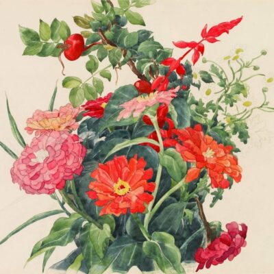 Zinnias and Scarlet Sage, painted by Charles Demuth in 1928.