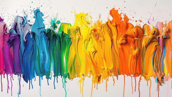 Rainbow of different paint colors