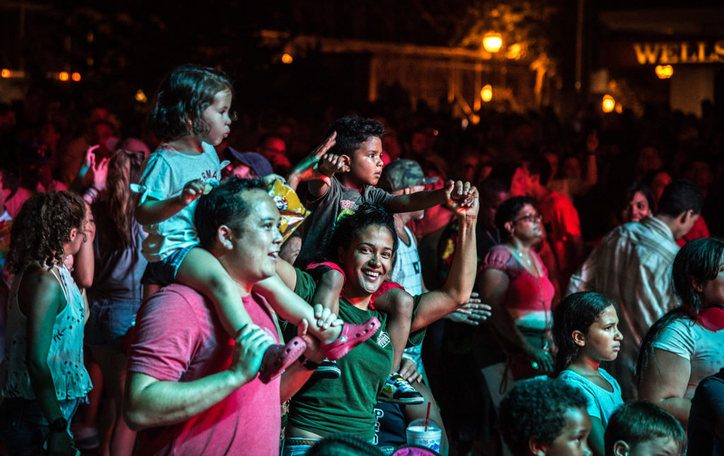 family in audience of Celebrate Lancaster band performance