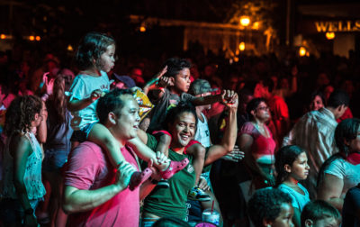 family in audience of Celebrate Lancaster band performance